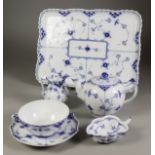 A Royal Copenhagen Blue and White porcelain "Onion Flower" Pattern Cabaret Set for one person,