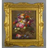 19th Century English School - Rectangular porcelain plaque finely enamelled in colours with a