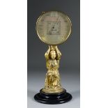 A 1930's Brass Cased Aneroid Barometer by Short & Mason of London, with 4.75ins diameter silvered