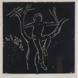 ***Unity Spencer (1930-2017) - Linocut - Boy in tree, signed and dated 1973, 12ins square, in oak