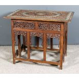 An Indian Hardwood Rectangular Occasional Table, inlaid with bone and ebony, the top crisply