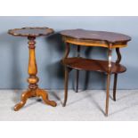 A Victorian Walnut Circular Stand Table, with twelve sided tray top, the centre inlaid in figured