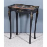 An Early 20th Century Black Lacquer Rectangular Occasional Table, the top moulded, painted and