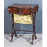 A 19th Century French Figured Mahogany Rectangular Work Table of Shaped Outline, fitted one drawer