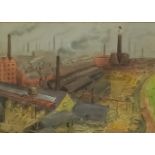 Mrs G. Christiansen (20th Century School) - Pen and watercolour- "Timber Yard" - Industrial scene