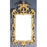 A Pair of 20th Century Carved Gilt Wood Framed Rectangular Wall Mirrors of Chinese Chippendale