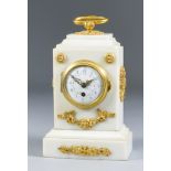 A Late 19th/Early 20th Century French White Marble and Gilt Brass Cased Mantel Timepiece, the 2.