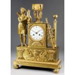 An Early 19th Century French Ormolu Cased Mantel Clock of "Empire" Design, the 3.25ins diameter