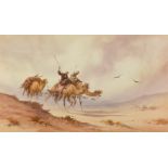 Wassilio (Late 19th/Early 20th Century School) - Watercolour - Desert scene with camels and