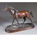 After Pierre-Jules Mene (1810- 1879) - A Coalbrookdale brown patinated animalier bronze figure "
