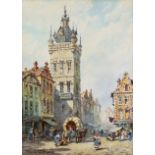 Pierre Le Boeuff (fl 1899 - 1920) - Two watercolours - "Quimper, Brittany" - view of market