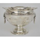 A George V Silver Circular Two Handled Rose Bowl, by Z. Barraclough & Sons, Sheffield 1913, with