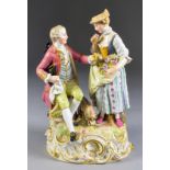 A Meissen Porcelain Group, Early 20th Century, modelled as a young couple in 18th Century dress on