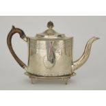 A George III Silver Oval Teapot and Matching Teapot Stand, by Alexander Field, London 1800, the body