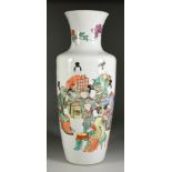 A Chinese "Famille Verte" Porcelain Baluster Shaped Vase, Late 19th/Early 20th Century, enamelled in