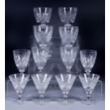 A Part Suite of Table Drinking Glasses with Slice Cut Bowls, 20th Century, comprising - eight