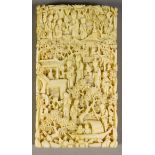 A Chinese Cantonese Carved Ivory Rectangular Card Case, 19th Century, the whole finely carved with