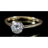 A Solitaire Diamond Ring, Modern, in 18ct gold mount, set with a round brilliant cut diamond,