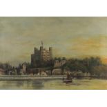 A. Garratt (19th/20th Century) - Oil painting - Rochester Castle viewed from the Medway,