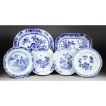 A Chinese Blue and White Porcelain Oval Meat Plate, Early 19th Century, decorated with floral