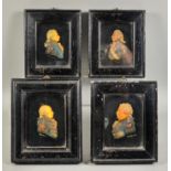 Four 18th Century Decorated Wax Profiles of Famous Admirals - Howe, Duncan, St. Vincent and