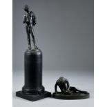 Two 19th Century Continental Bronzes after the Antique - "The Dying Gaul", on oval base, 4ins x 2ins