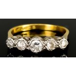 A Five Stone Diamond Ring, Modern, 18ct gold set with five brilliant cut white diamonds