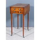 A George III Mahogany Occasional Table, with cross banding to top, fitted two drawers, with fall