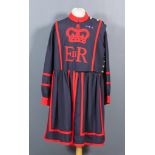 A Rare Yeoman Warder's Blue Day Tunic, 20th Century, worked in red velvet on a blue cotton ground