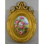 Early 20th Century English School - Porcelain plaque painted by J. Harrison with a spray of Peonies,