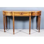 A George VI Mahogany Bow and Breakfront Hall or Console Table, with square top edge, plain apron