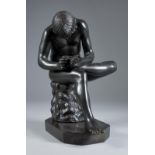 19th Century Continental School - Green patinated bronze figure - Lo Spinario (or boy with thorn)