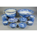 A Small Collection of Copeland Spode Blue and White Pottery, printed with "Italian" pattern,