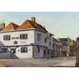 ***Michael John Hunt (Born 1941) - Oil painting - "Kings Arms, Church Street, Sandwich", signed,