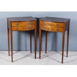 A Pair of Mahogany Bow Front Side Tables of "Georgian" Design, with figured veneered tops, each