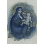 ***L. Mark Negin (born 1932) - Pencil and watercolour heightened in gilt - Madonna and Child,