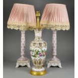 A Pair Of Dresden Porcelain Electric Table Lamps, 20th Century