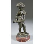 19th Century French School after Clodion (1738-1814) - Dark green patinated bronze figure of an