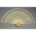 A Chinese "Cantonese" Ivory Fan and Three French Fans, late 19th Century, the Chinese fan with