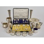 A Late Victorian Silver Circular Waiter, and mixed silverware, the waiter by Thomas Bradbury & Sons,