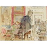 ***John Stanton Ward (1917-2007) - Pen, ink and watercolour sketch - "Caffe Greco, Via Condotti 86