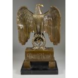 A German Second World War Bronze Sculpture Depicting Eagle over Swastika , on square bronze base