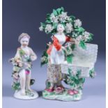 A Bow Porcelain Figure of a Standing Putto, circa 1760, and a Chelsea Porcelain Figure of a Lady,