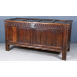 A Late 17th/Early 18th Century Panelled Oak Coffer, with four fielded panels to top and front,