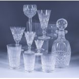 A Waterford Glass "Lismore" Pattern Part Table Service, 20th Century, the whole with ovoid slice and