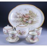 A Wedgwood Creamware Tete-a-Tete Tea Service painted by Emile Lessore, Various Date Letters, 19th