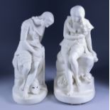 Two Mid 19th Century Parian Ware Figures, modelled by John Bell, of "Clorinda", 13.25ins high,