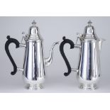 An Elizabeth II Irish Plain Silver Coffee Pot and a Hot Water Pot of "18th Century" Design, by Royal