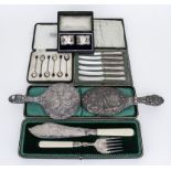 I* A Pair of Late Victorian Plated and Ivory Handled Fish Servers, and Mixed Silverware, the fish