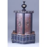 A French Novelty Birds Eye Maple Humidor, Mid 19th Century, with six opening carousel doors, the